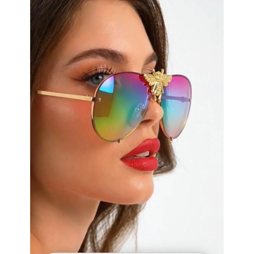 Women Gradient Oversize Sunglasses Festival Eyewear Outdoor Rave Funky Boho Glam